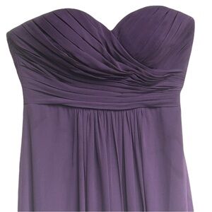 Bill Levkoff Plum Long Strapless Chiffon Dress